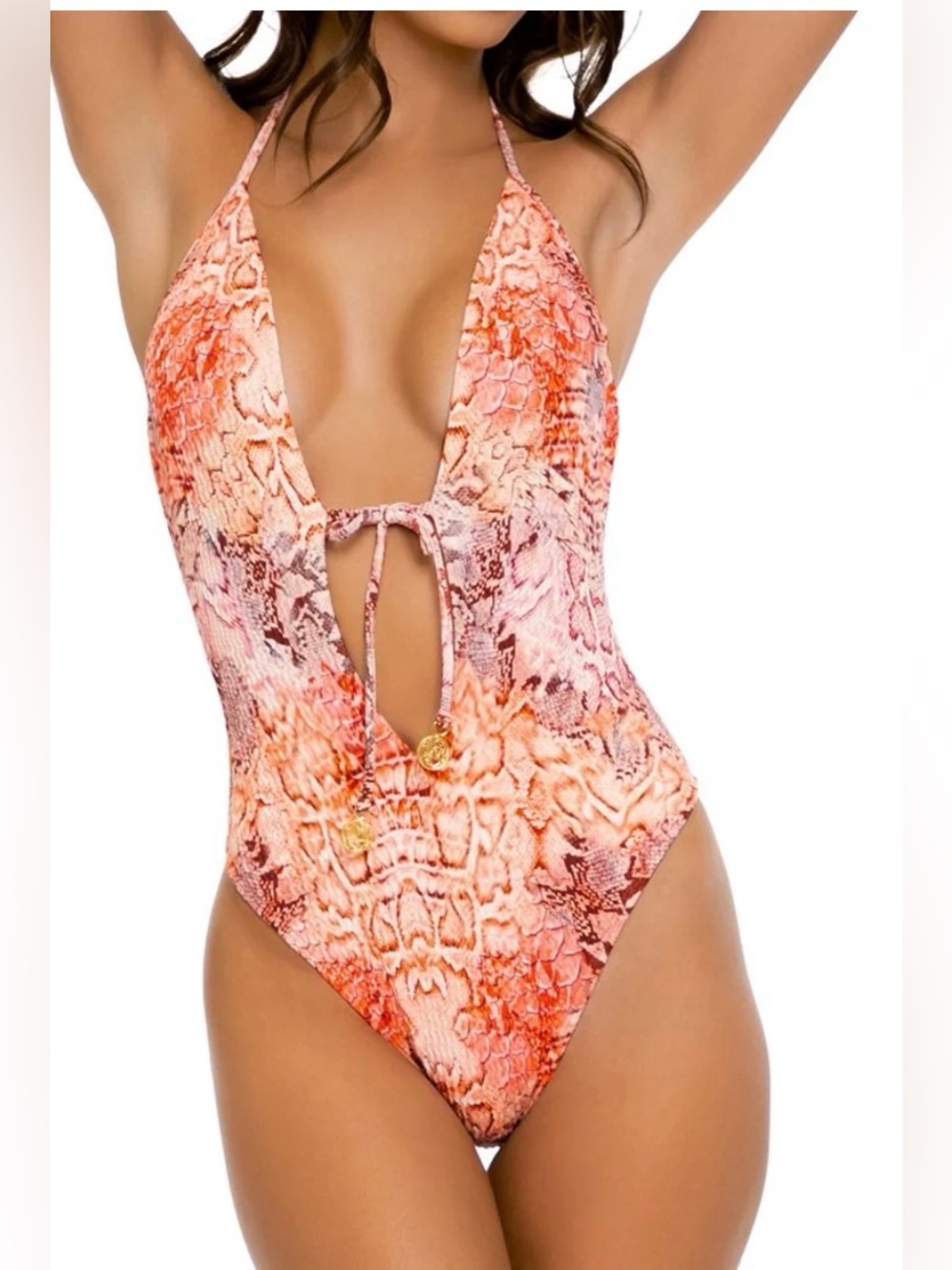 ✨ Luli Fama Skins One Piece Bodysuit Swimsuit in Coral Snake